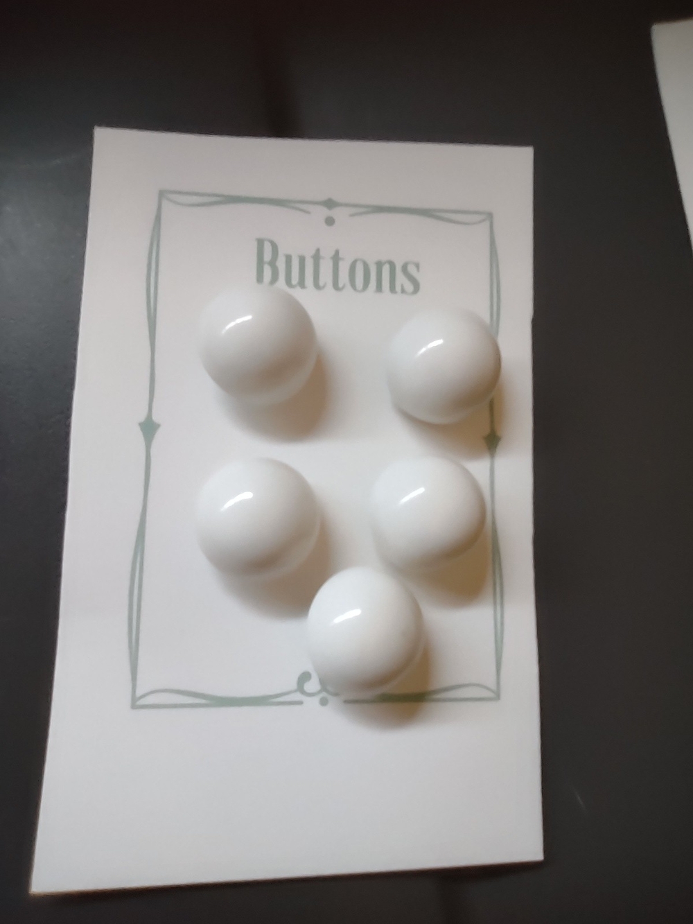 White Decorative Round Buttons - Pack of 5